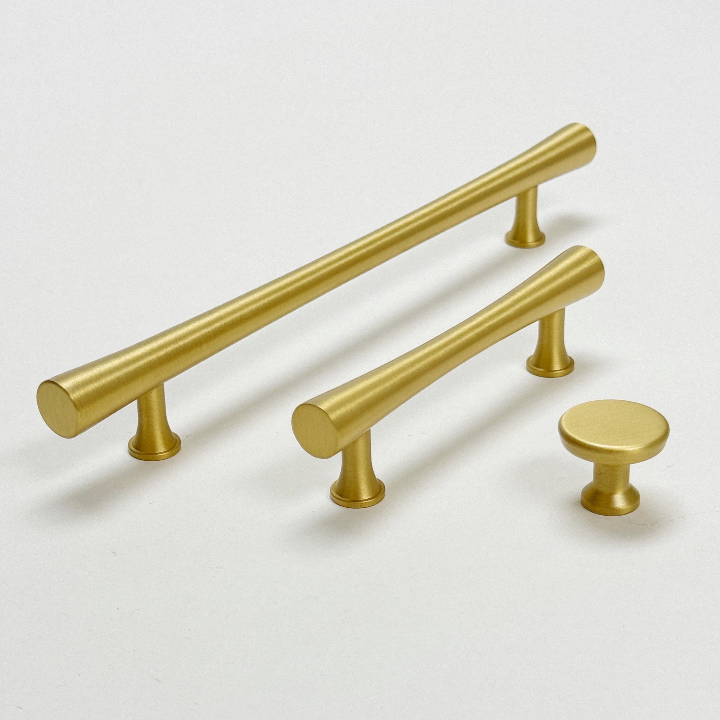Satin Brass Cabinet Hardware "Collin" Drawer Pulls and Cabinet Knobs - Forge Hardware Studio
