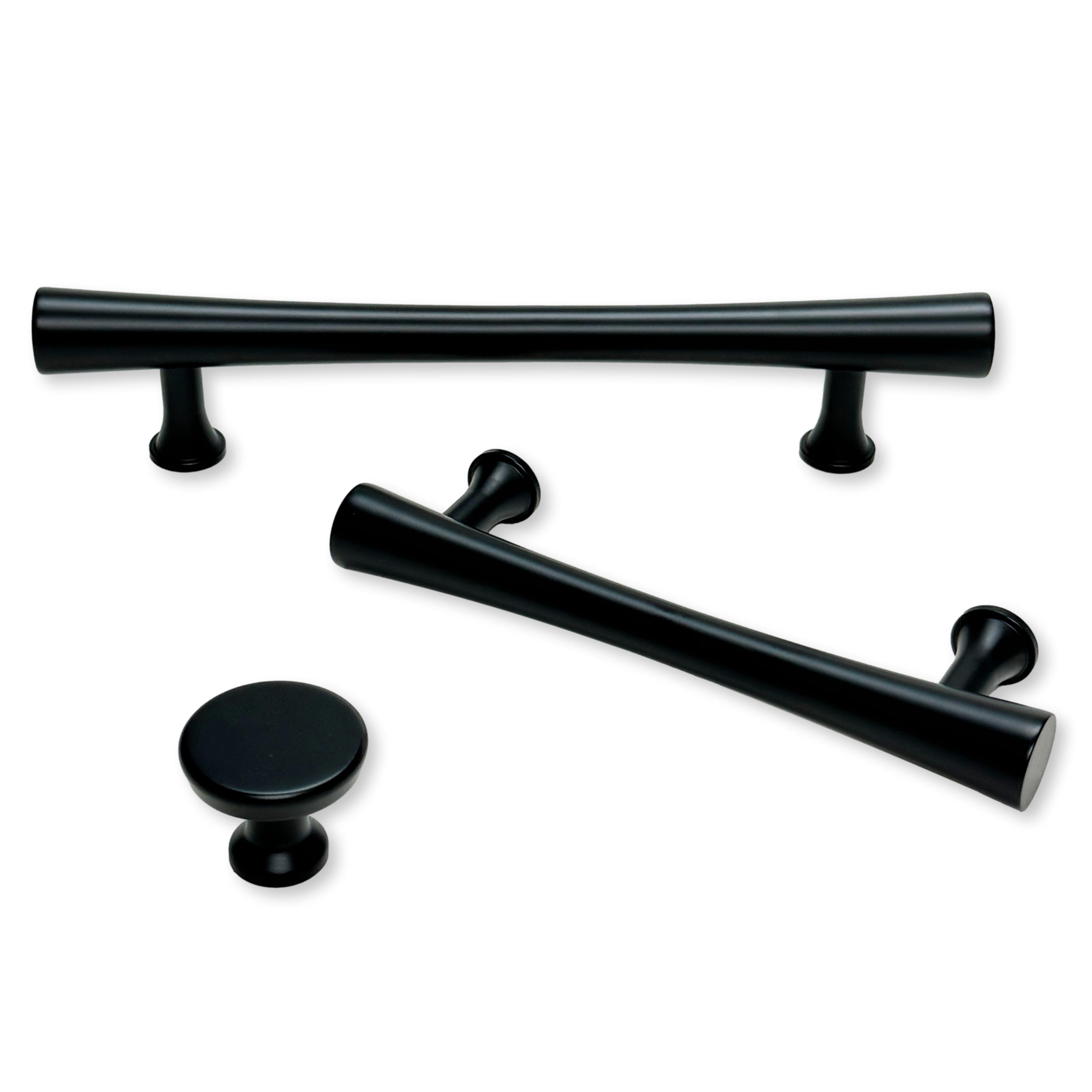 Matte Black Cabinet Hardware "Collin" Drawer Pulls and Cabinet Knobs - Forge Hardware Studio