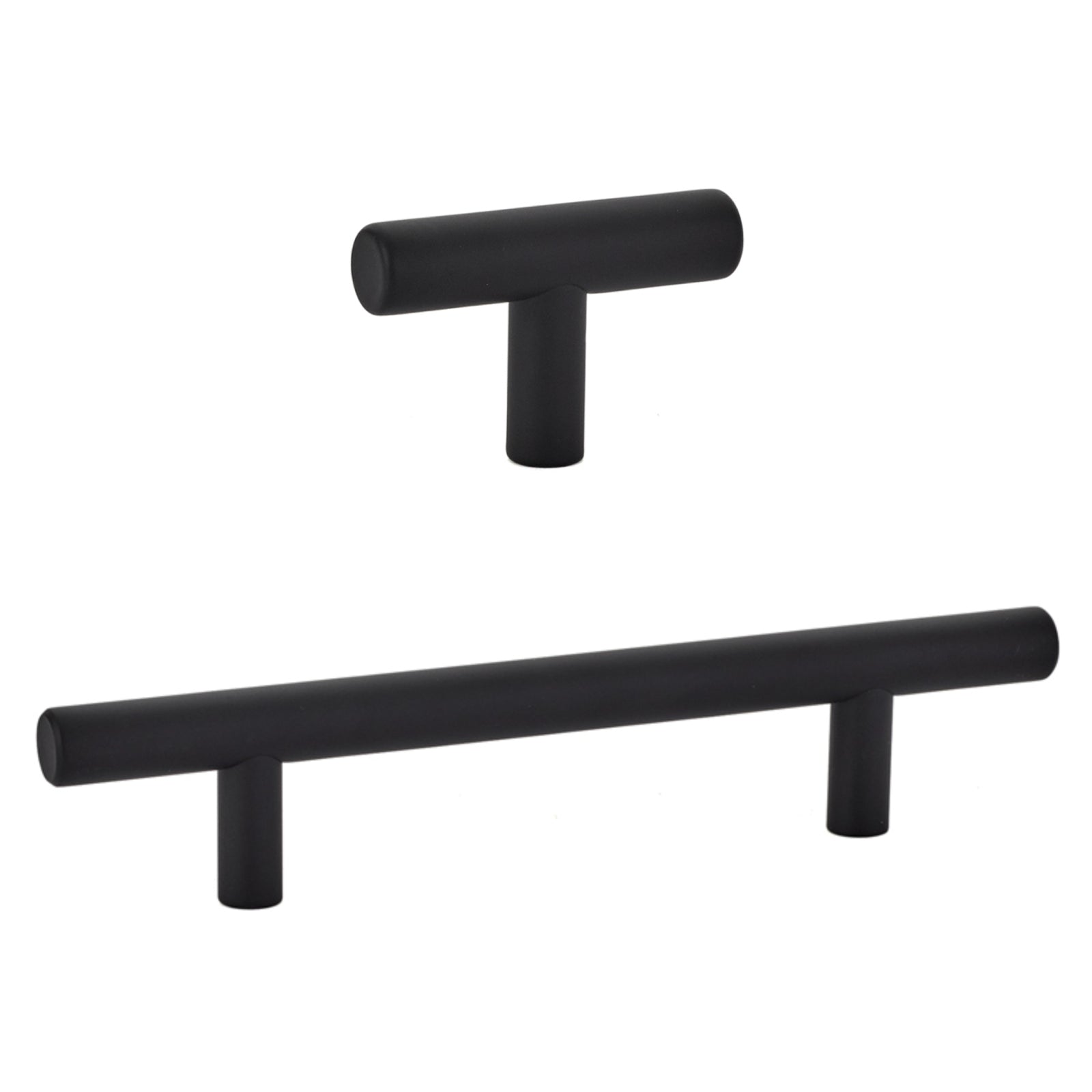 T-Bar "European" Matte Black Cabinet Knobs and Pulls - Industry Hardware