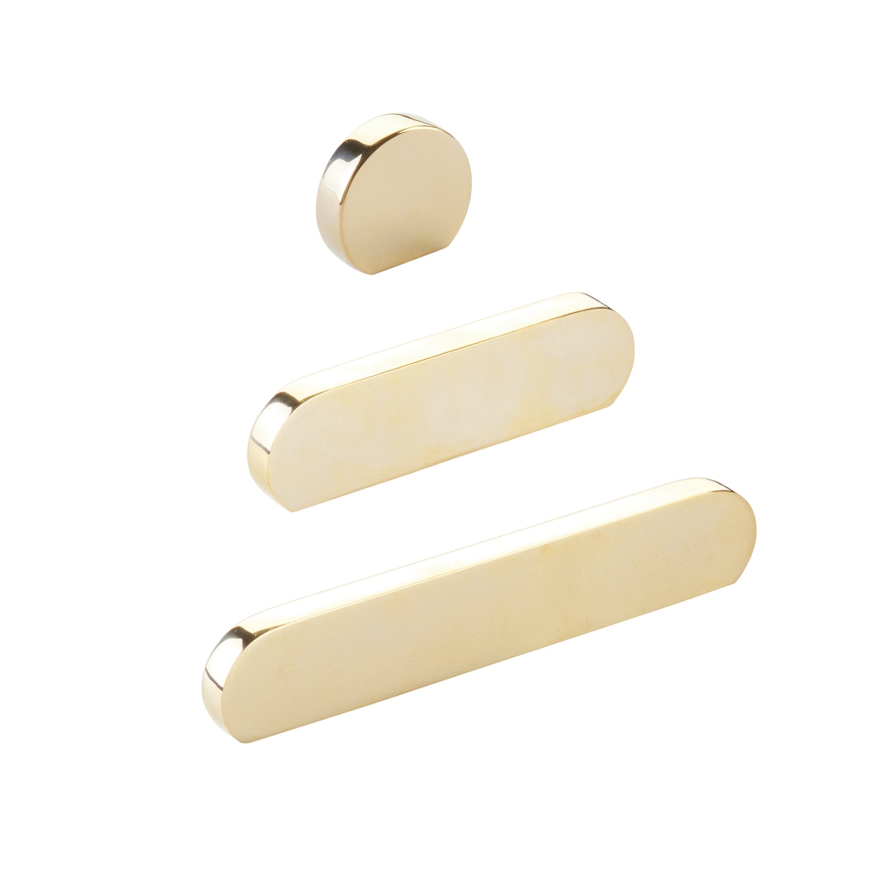Unlacquered Brass "Bit" Rounded Drawer Pulls and Cabinet Knobs - Forge Hardware Studio