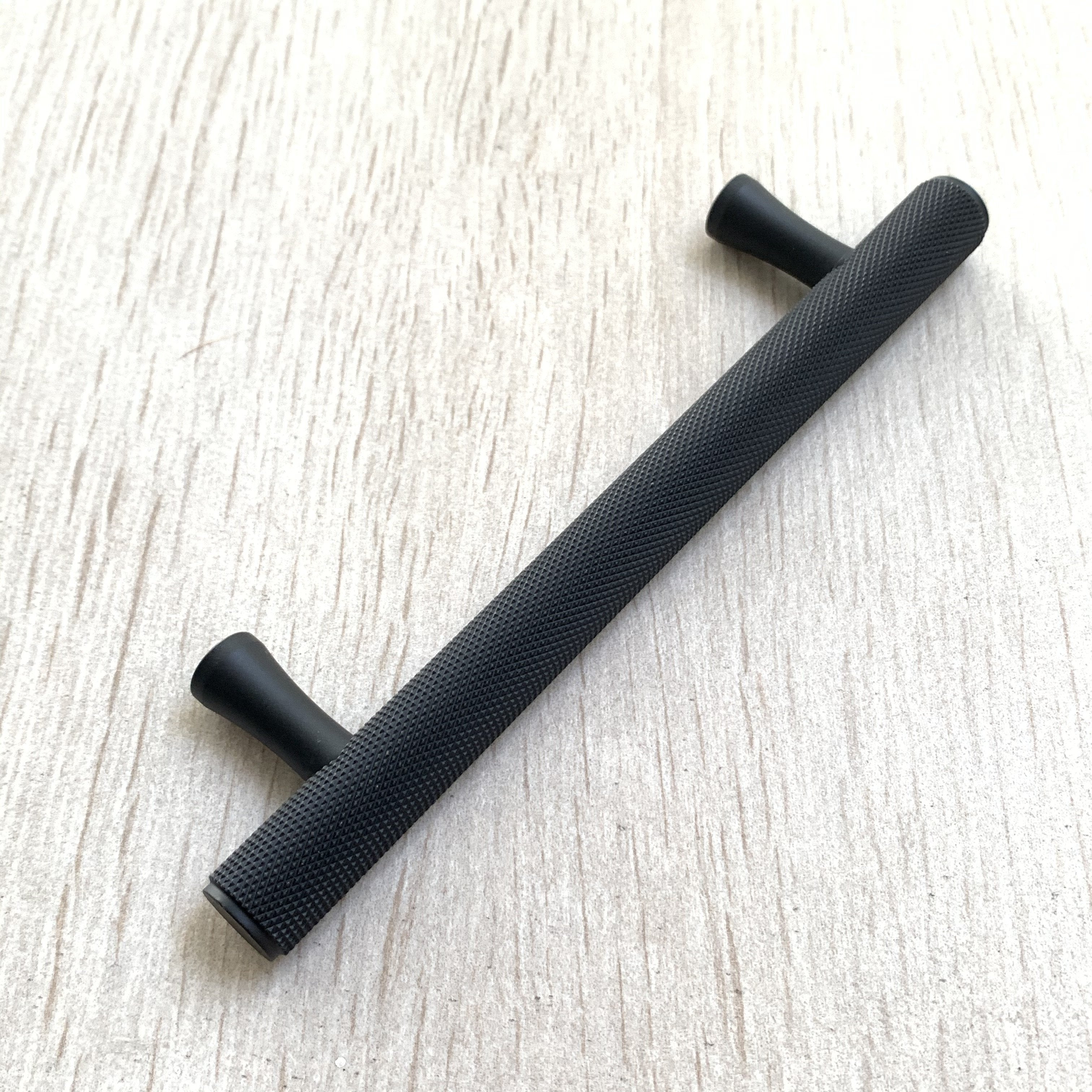 Knurled Matte Black Solid "Texture" Drawer Pulls and Knobs | Pulls