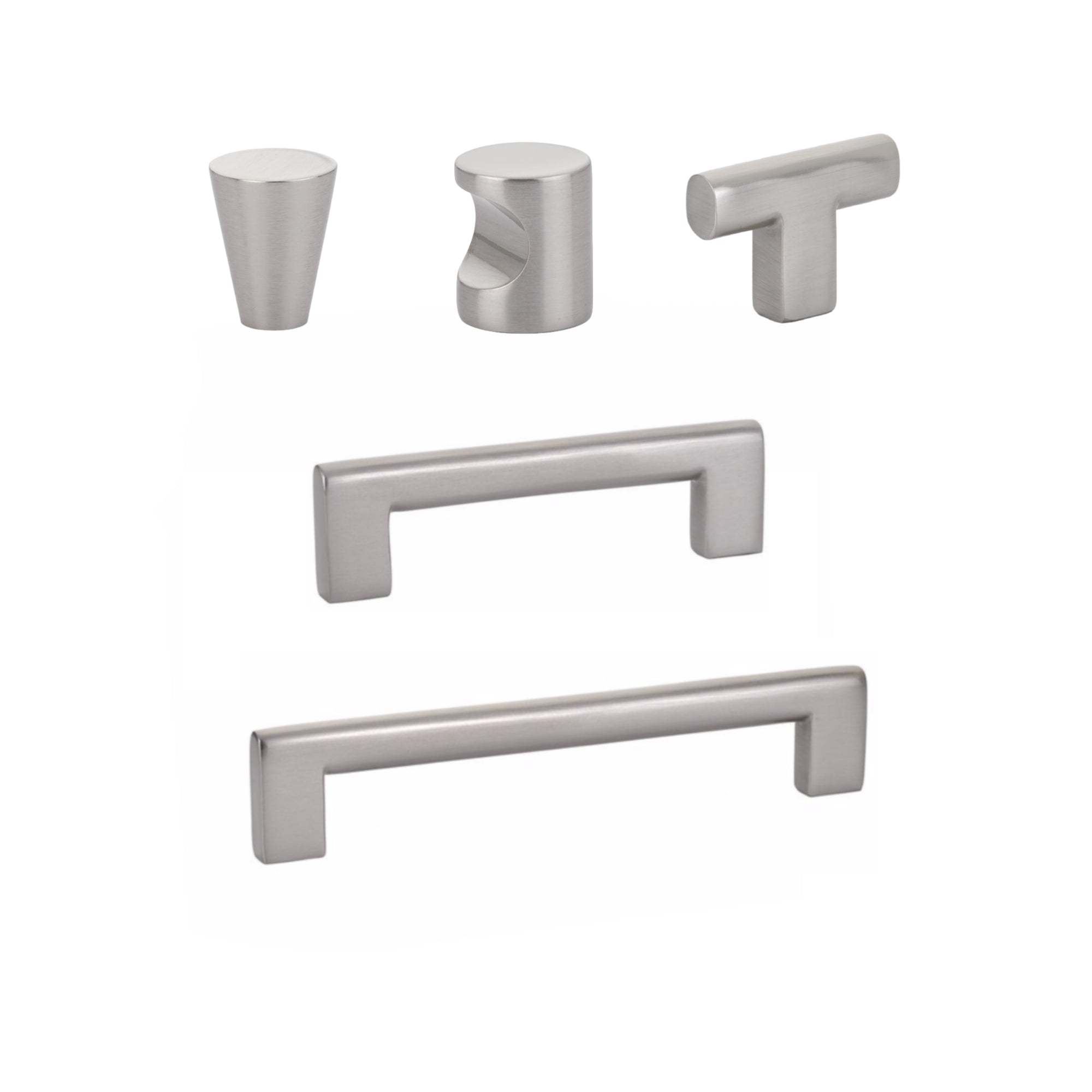 Satin Nickel "Luxe" Cabinet Knobs and Drawer Pulls - Forge Hardware Studio