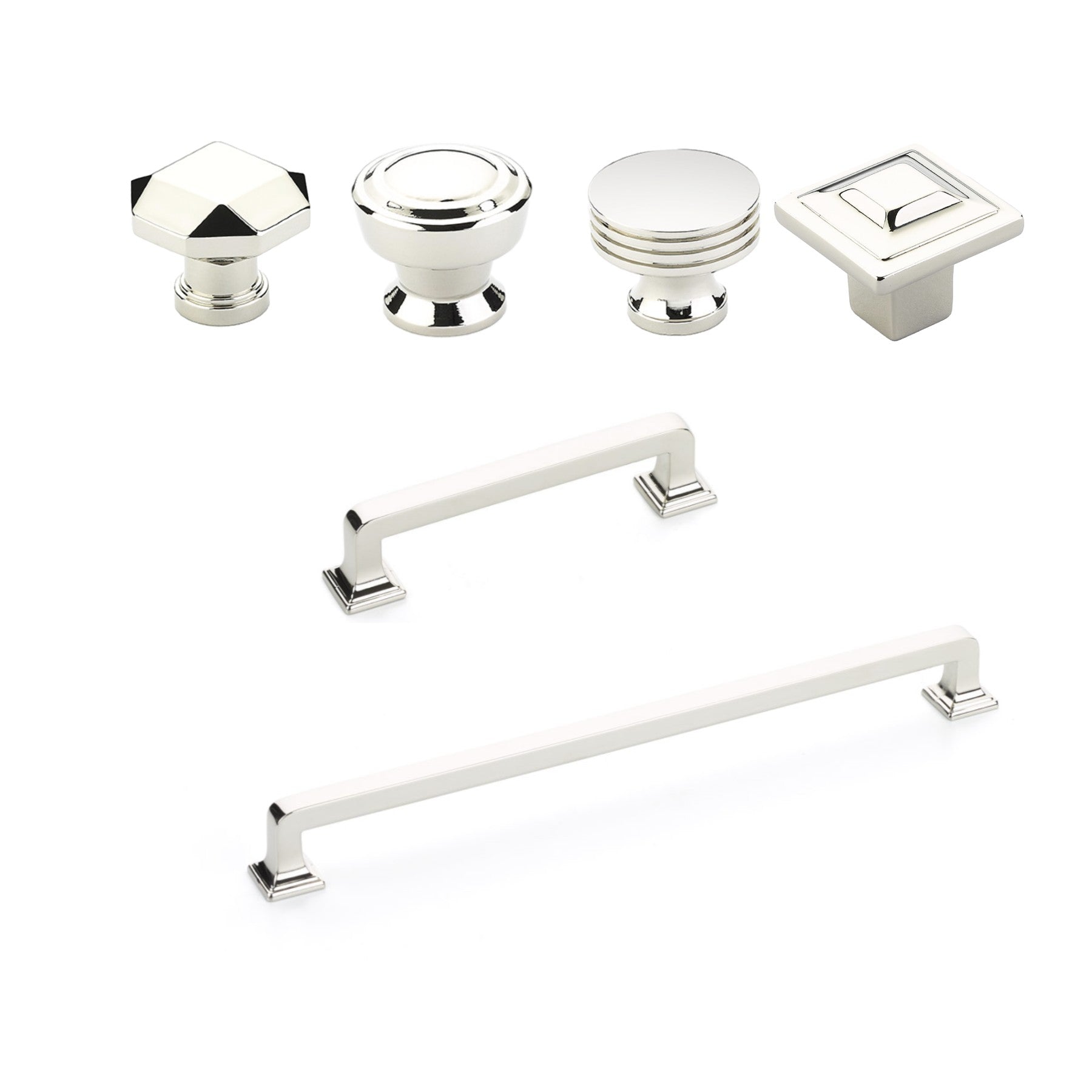 Polished Nickel "Moderna" Drawer Pulls and Cabinet Knobs - Forge Hardware Studio