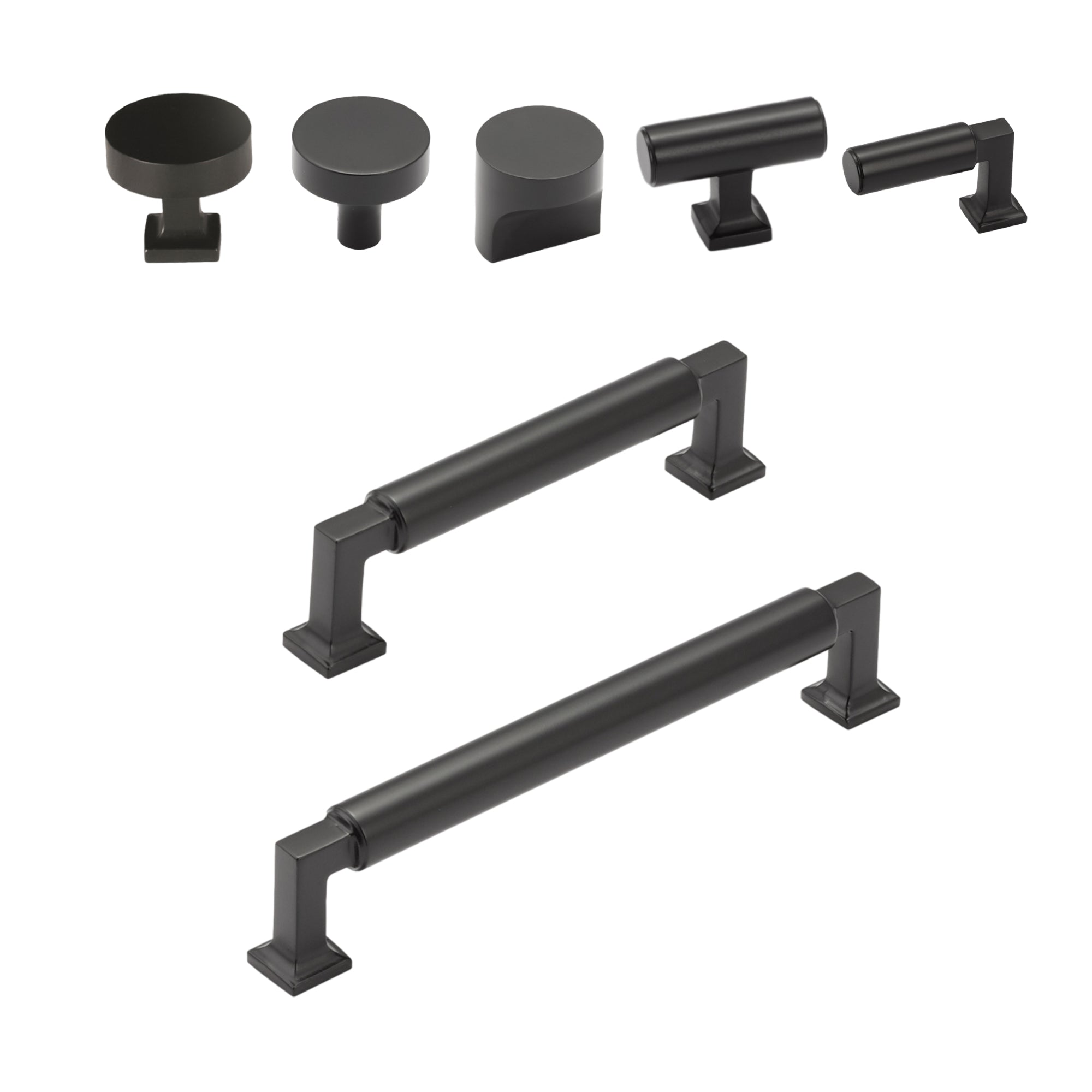 Matte Black "Neal" Cabinet Knobs and Pulls Cabinet Hardware - Forge Hardware Studio