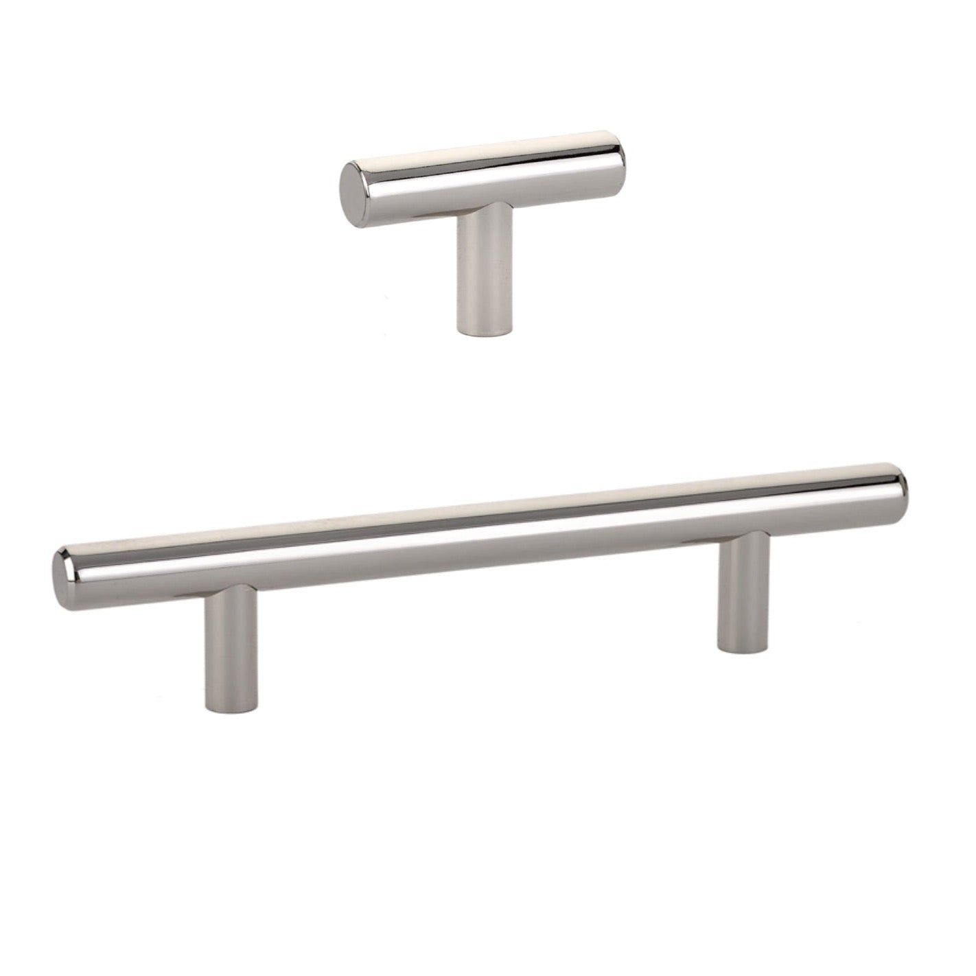 T-Bar "European" Polished Nickel Cabinet Knobs and Pulls - Industry Hardware