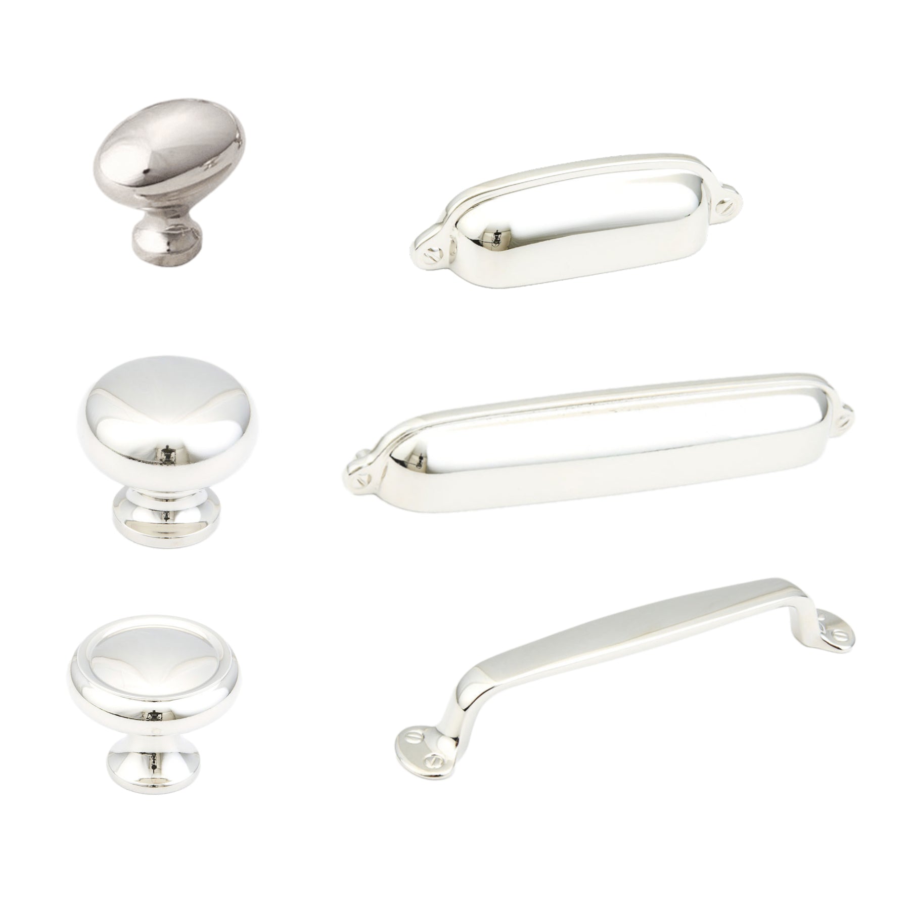 Polished Nickel "Leah" Cabinet Knobs Drawer Pulls and Cup Pulls - Forge Hardware Studio