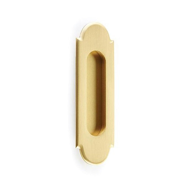 Rectangular Flush "Fleur" Solid Brass Recess Door Pull in Satin Brass | Pulls