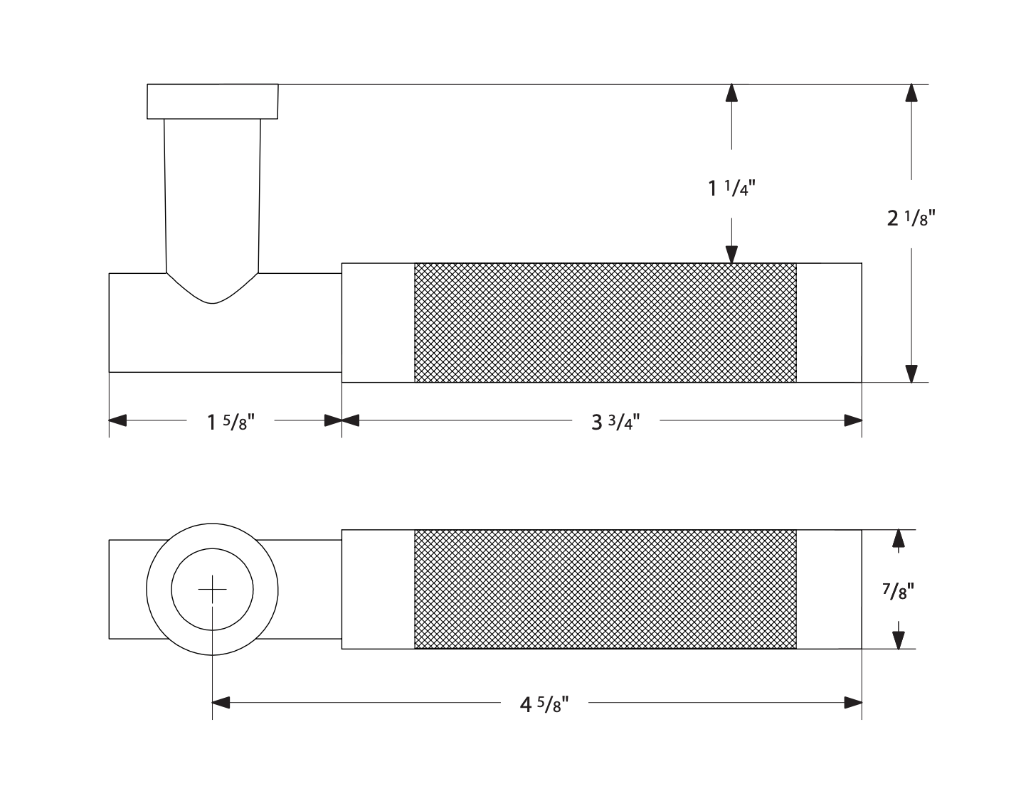 T-Bar Knurled SELECT Matte Black Door Lever w/ Modern Rectangular Rosette | Door Handle