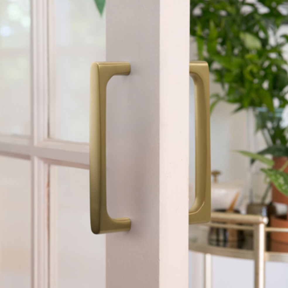 Back to Back "Riverside" Door Pull in Satin Brass  Hardware for Interior Sliding and Barn Doors