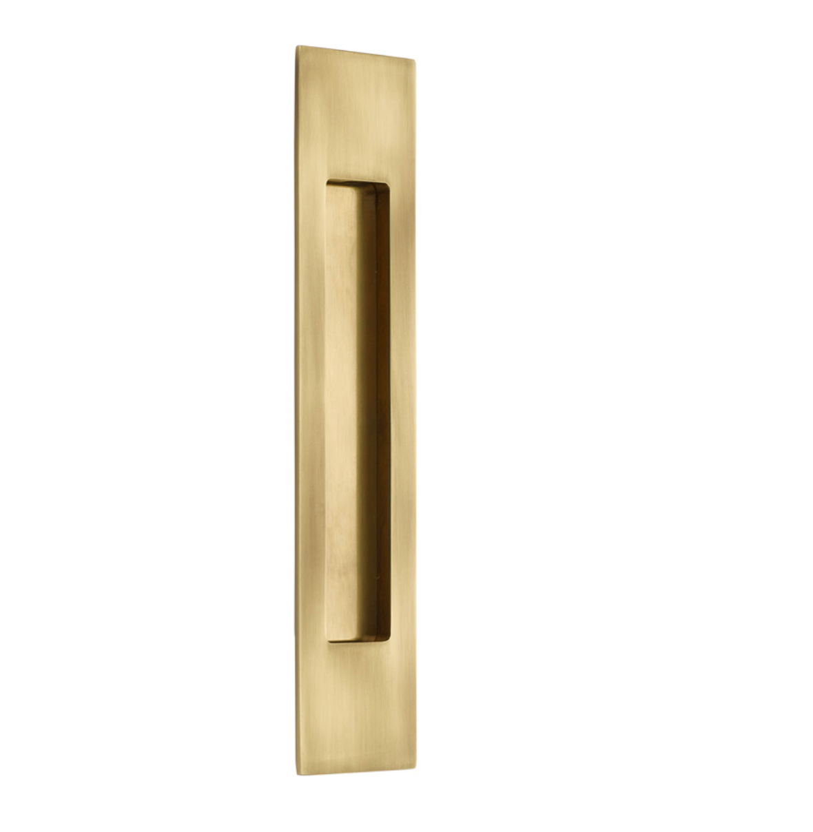 Modern Rectangular Flush Solid Recess Door Pull in Antique Brass | Pulls