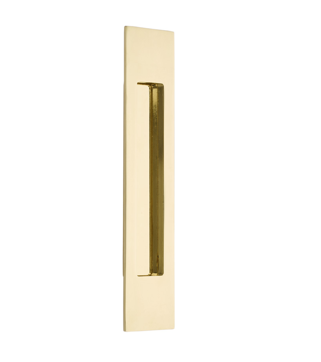 Modern Rectangular Flush Unlacquered Polished Brass Recess Door Pull | Pulls