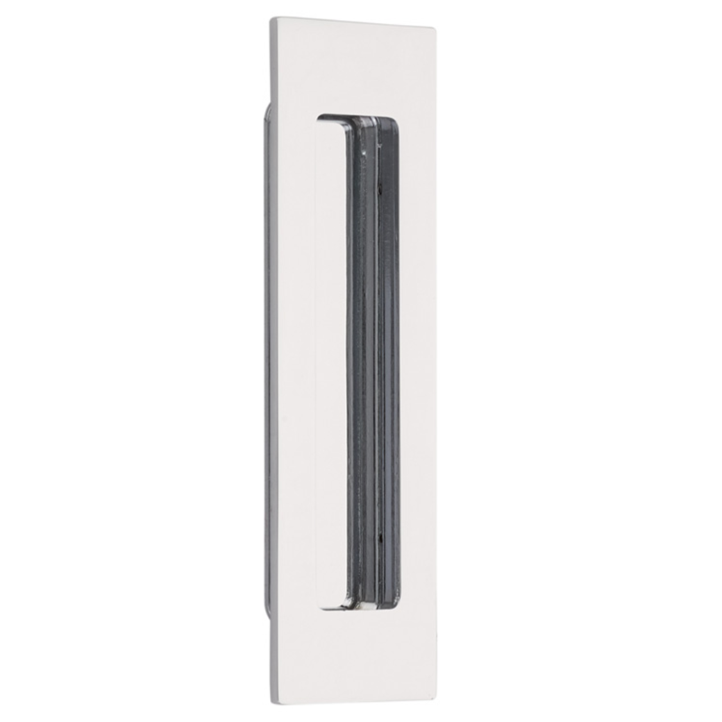 Modern Rectangular Flush Solid Recess Door Pull in Polished Chrome | Pulls