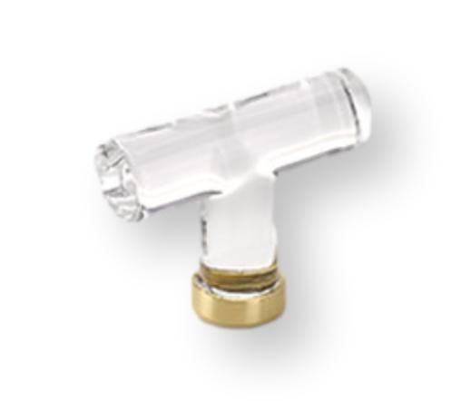 Satin Brass "Ely" Clear Glass T-Knob | Knobs