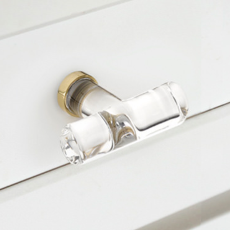 Polished Brass "Ely" Clear Glass T-Knob | Knobs