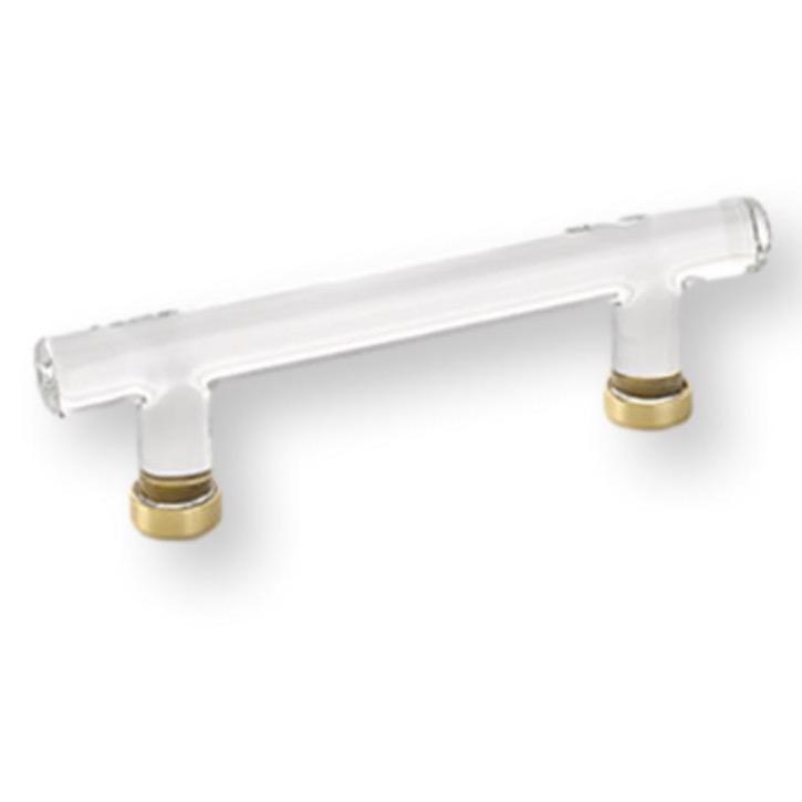 Satin Brass "Ely" Clear Glass Drawer T-Bar Pull | Drawer Pull