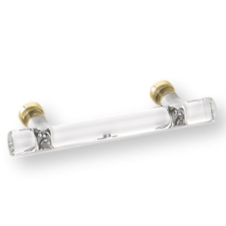 Polished Brass "Ely" Clear Glass Drawer T-Bar Pull | Drawer Pull