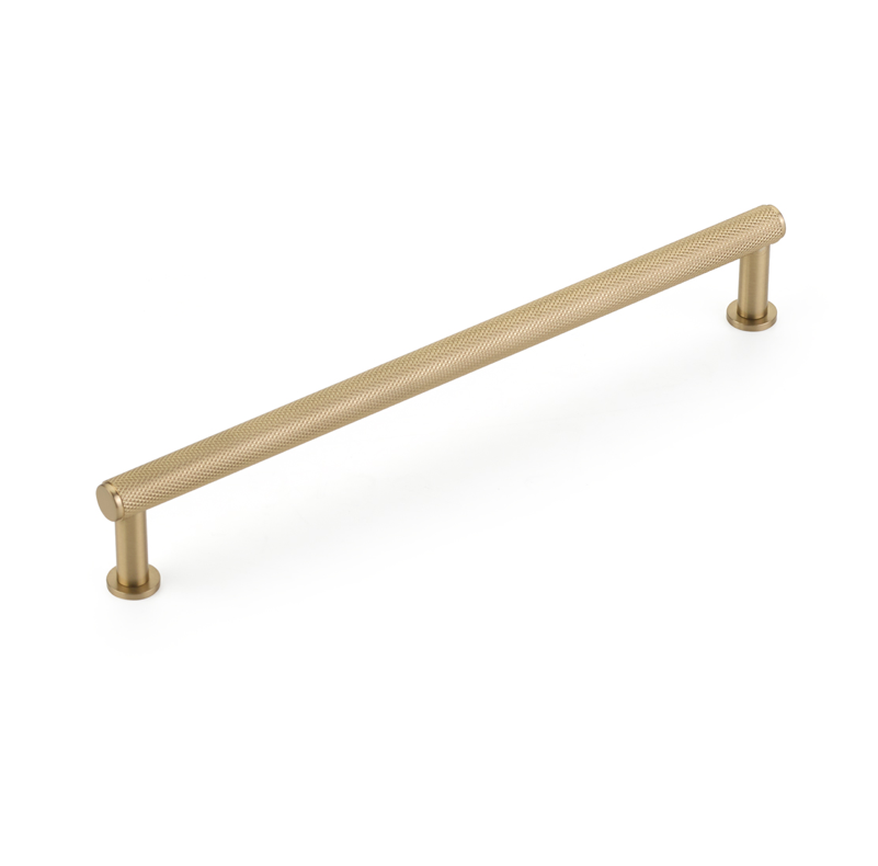 Satin Brass "Maison" Knurled Drawer Pulls and Cabinet Knobs with Optional Backplate - Forge Hardware Studio