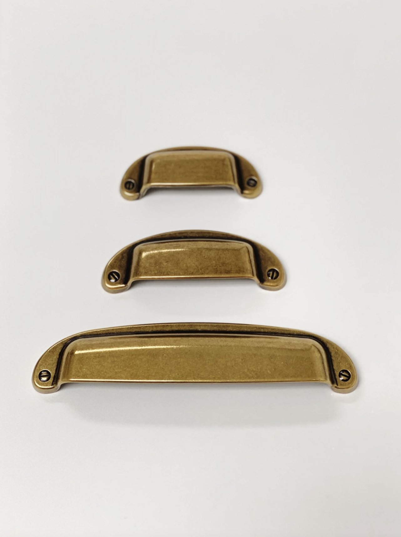 Drawer Cup Pull "Capri" in Antique Brass - Brass Cabinet Hardware | Pulls