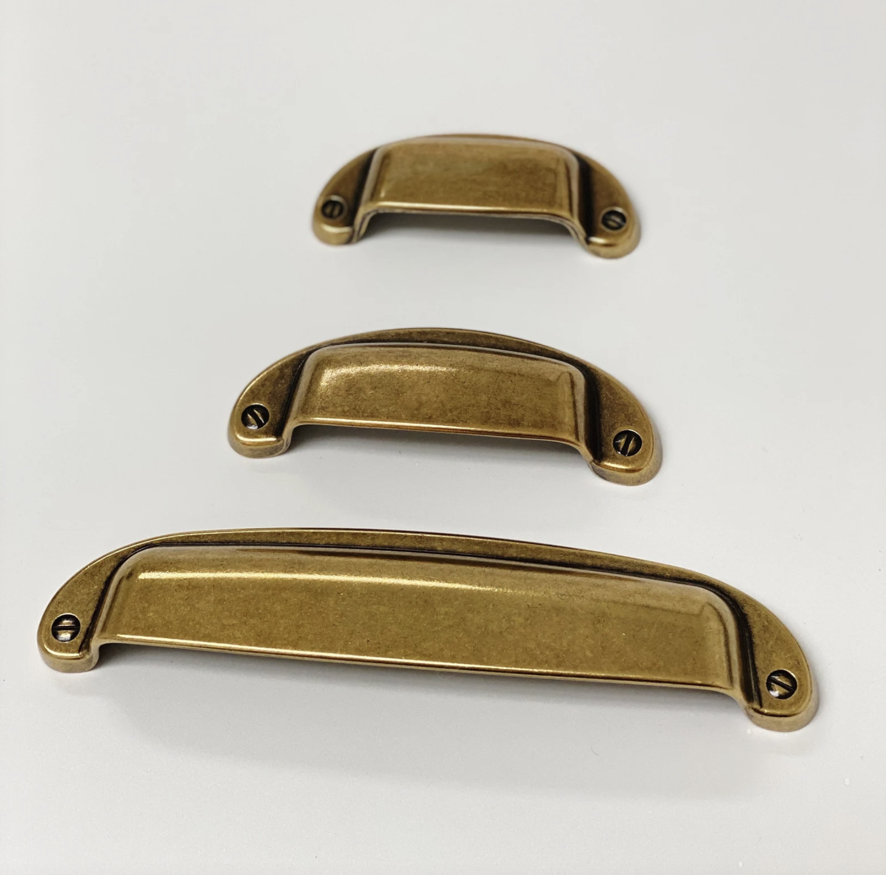 Drawer Cup Pull "Capri" in Antique Brass - Brass Cabinet Hardware | Pulls