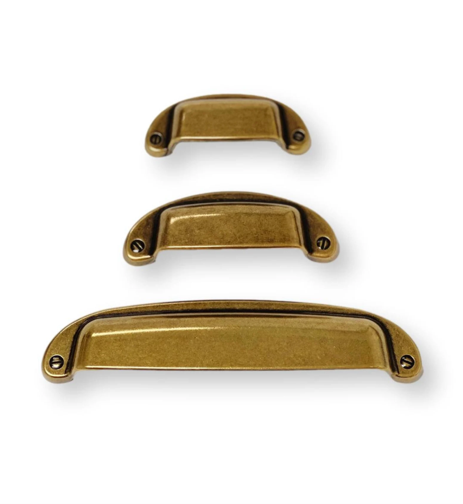 Drawer Cup Pull "Capri" in Antique Brass - Brass Cabinet Hardware | Pulls