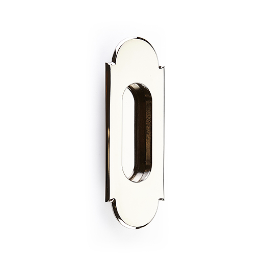 Rectangular Flush "Fleur" Solid Brass Recess Door Pull in Polished Nickel | Pulls