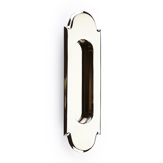 Rectangular Flush "Fleur" Solid Brass Recess Door Pull in Polished Nickel | Pulls