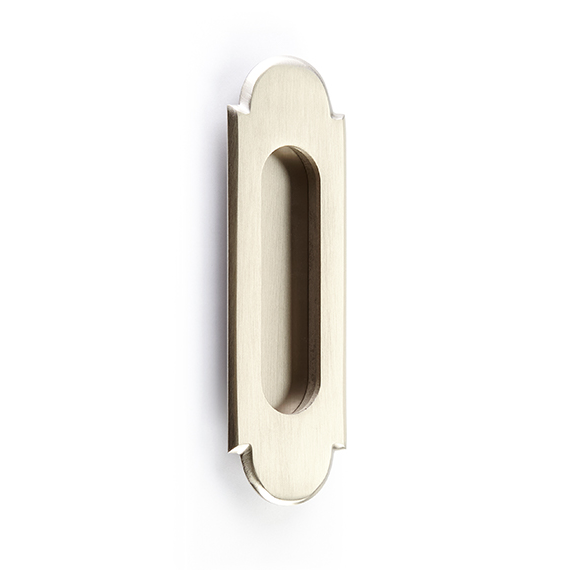 Rectangular Flush "Fleur" Solid Brass Recess Door Pull in Satin Nickel | Pulls