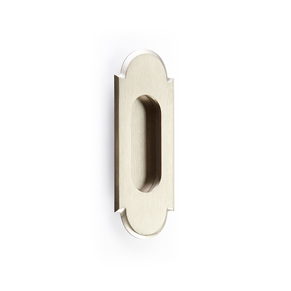 Rectangular Flush "Fleur" Solid Brass Recess Door Pull in Satin Nickel | Pulls