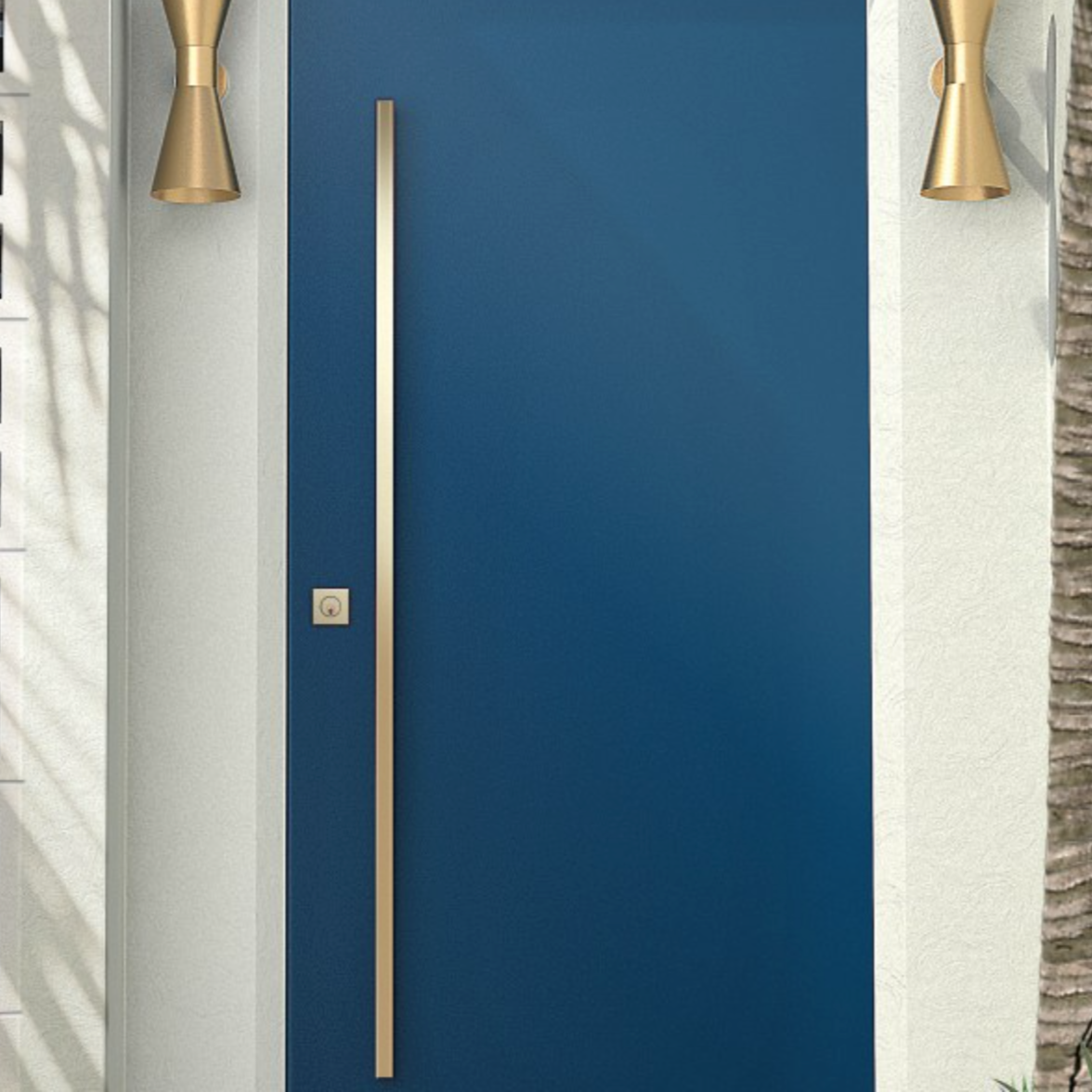 Door Pull T-Bar Handle in Satin Brass | Hardware for Exterior and Barn Doors