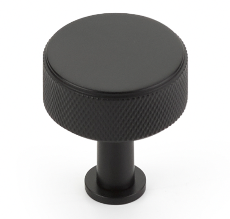 Matte Black "Maison" Knurled Drawer Pulls and Cabinet Knobs with Optional Backplate - Forge Hardware Studio