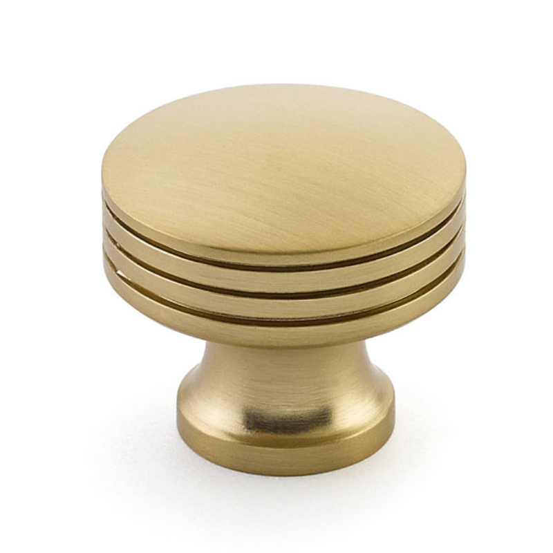 Satin Brass "Moderna" Cabinet Drawer Pulls and Cabinet Knobs - Forge Hardware Studio