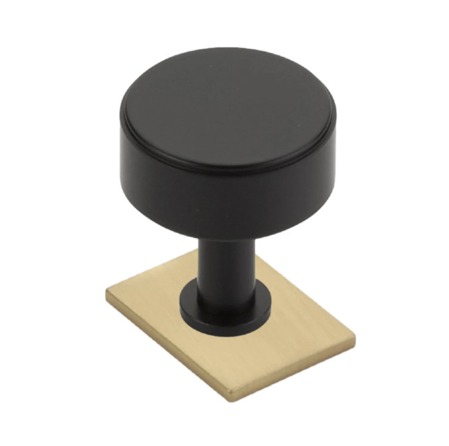 Dual Finish "Maison No. 2" Smooth Champagne Bronze and Matte Black Drawer Pulls and Cabinet Knobs with Backplate - Industry Hardware