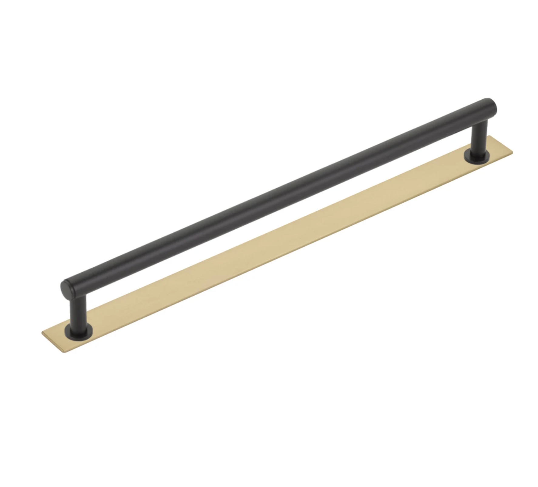 Dual Finish "Maison No. 2" Smooth Champagne Bronze and Matte Black Drawer Pulls and Cabinet Knobs with Backplate - Industry Hardware