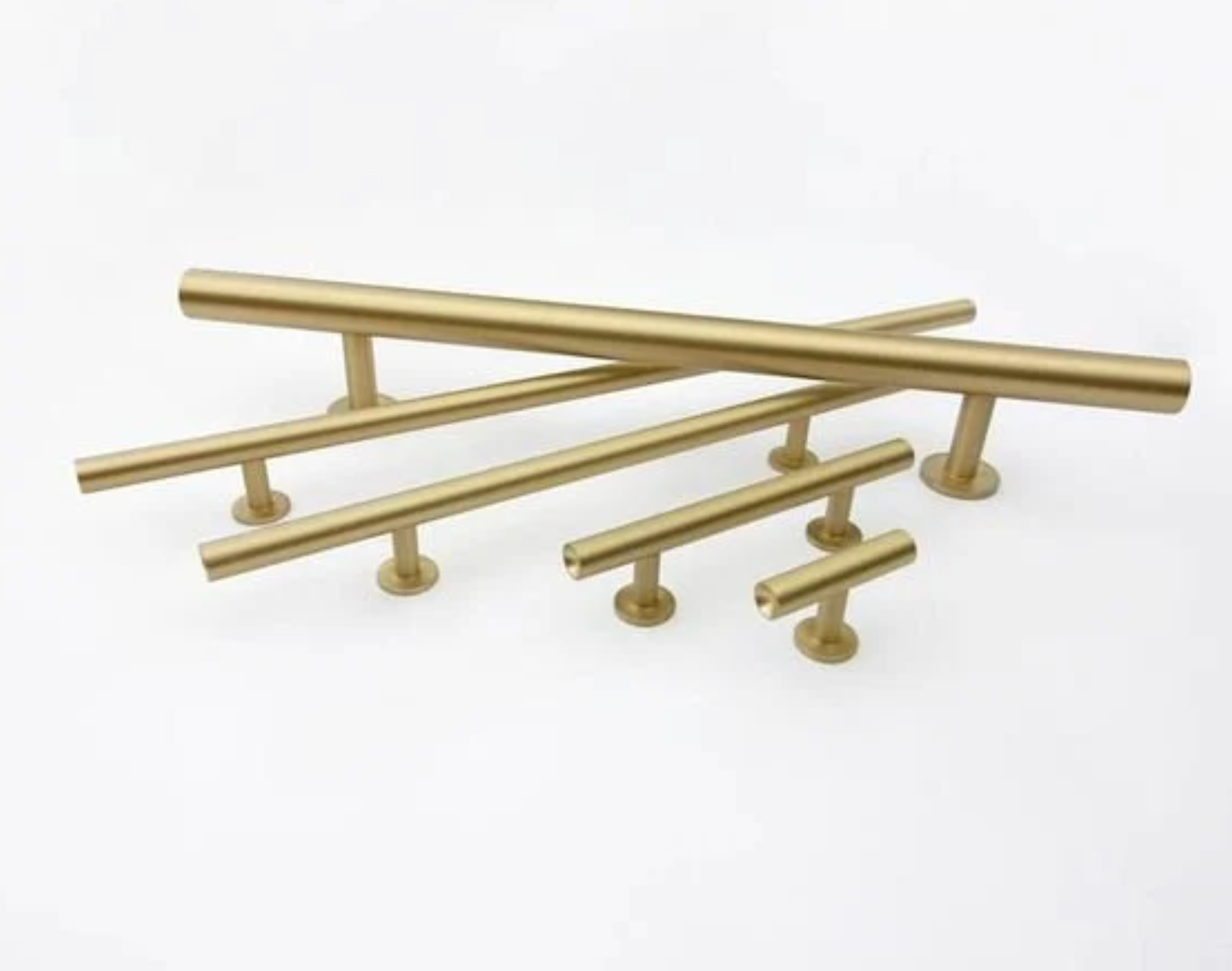 Lew's Round Bar Cabinet Knobs and Handles in Brushed Brass