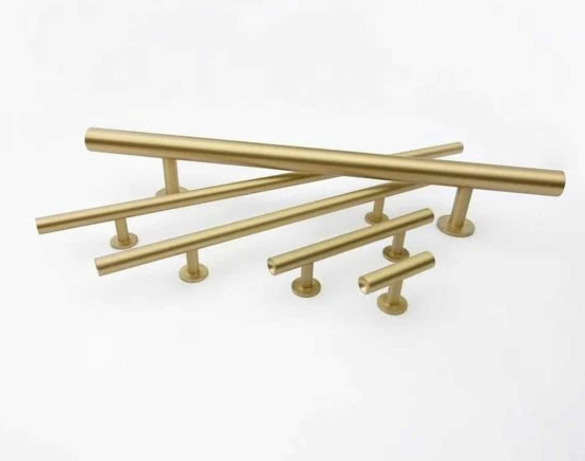 Lew's Round Bar Cabinet Knobs and Handles in Brushed Brass - Industry Hardware