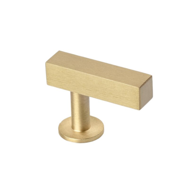 Lew's Square Bar Cabinet Knobs and Handles in Brushed Brass