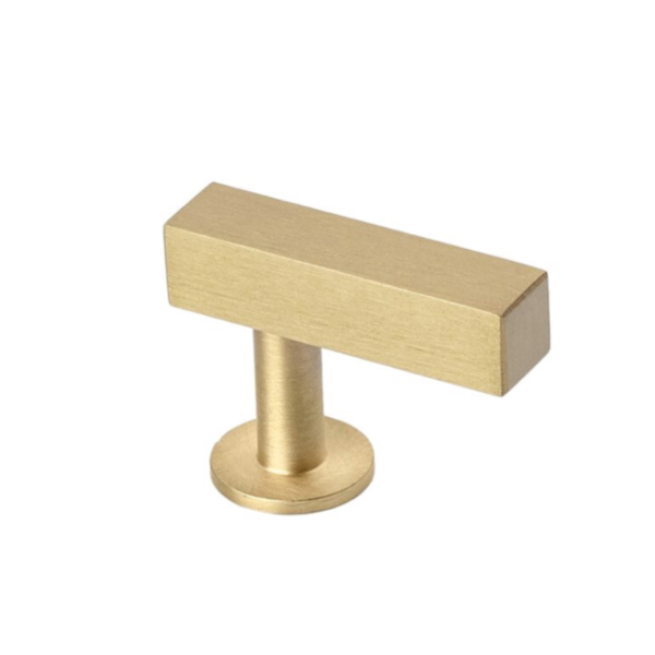 Lew's Square Bar Cabinet Knobs and Handles in Brushed Brass - Industry Hardware