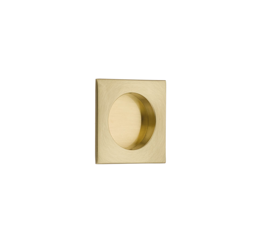 Square Flush Solid Brass Recess Door Pull 2-1/2" in Satin Brass | Appliance Handle