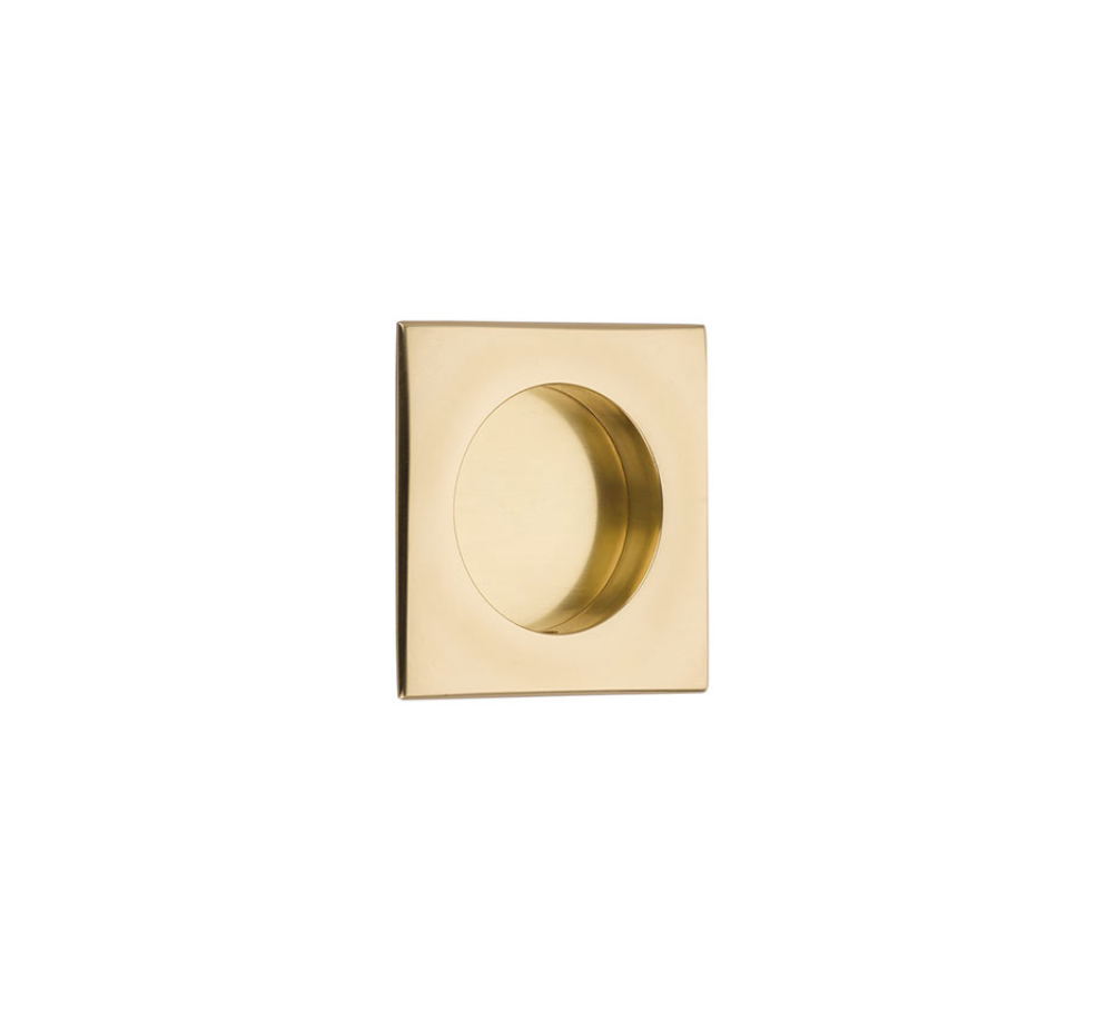 Square Flush Solid Brass Recess Door Pull 2-1/2" in Polished Brass | Pulls