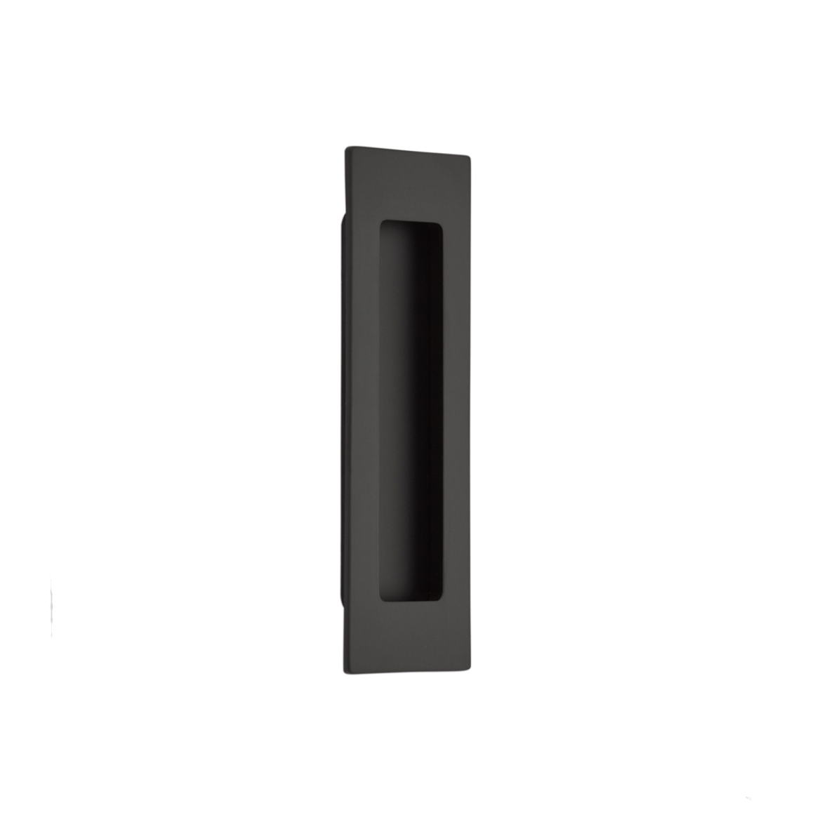Modern Rectangular Flush Solid Brass Recess Door Pull in Matte Black | Pulls