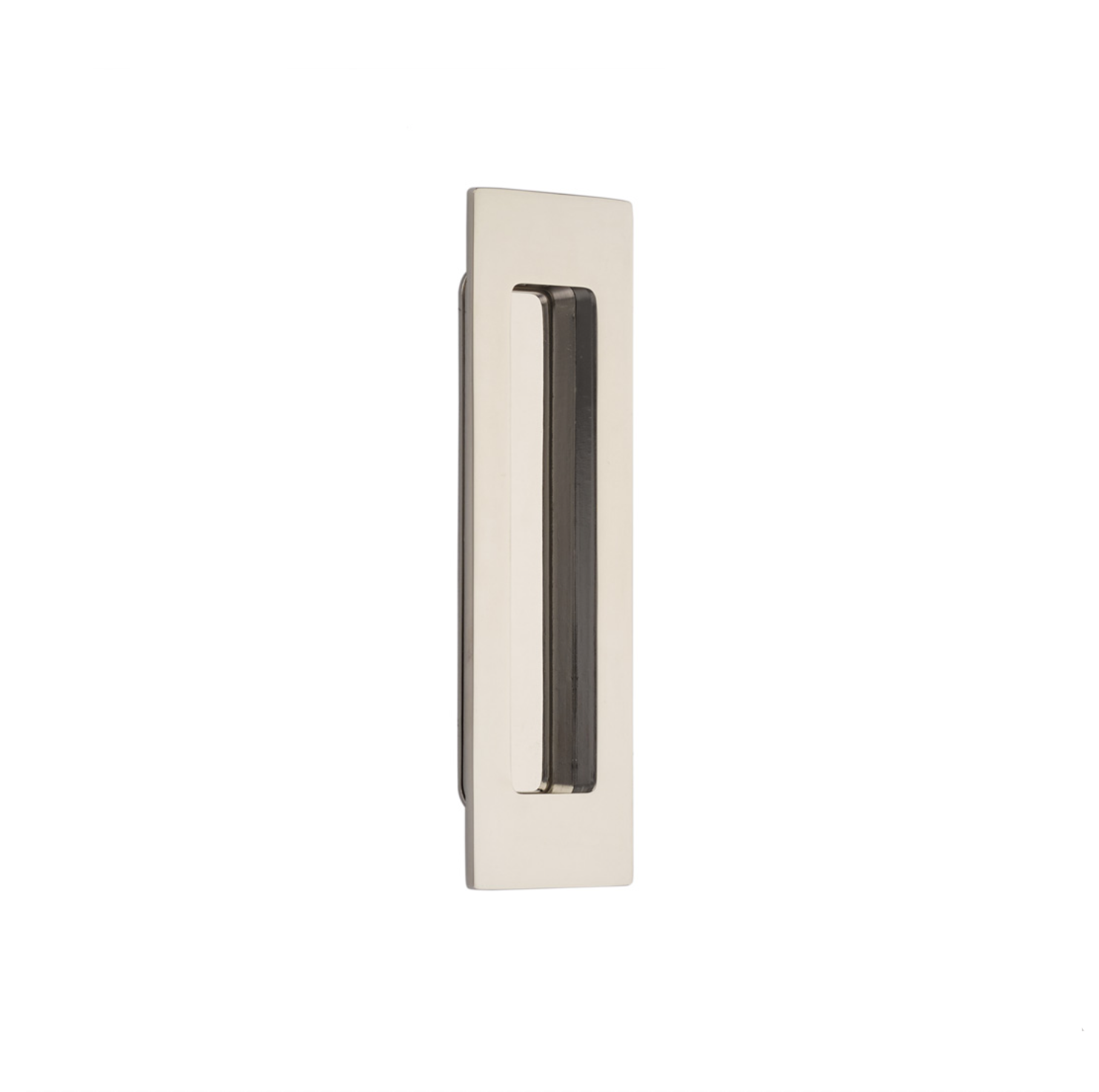 Modern Rectangular Flush Solid Brass Recess Door Pull in Polished Nickel | Pulls