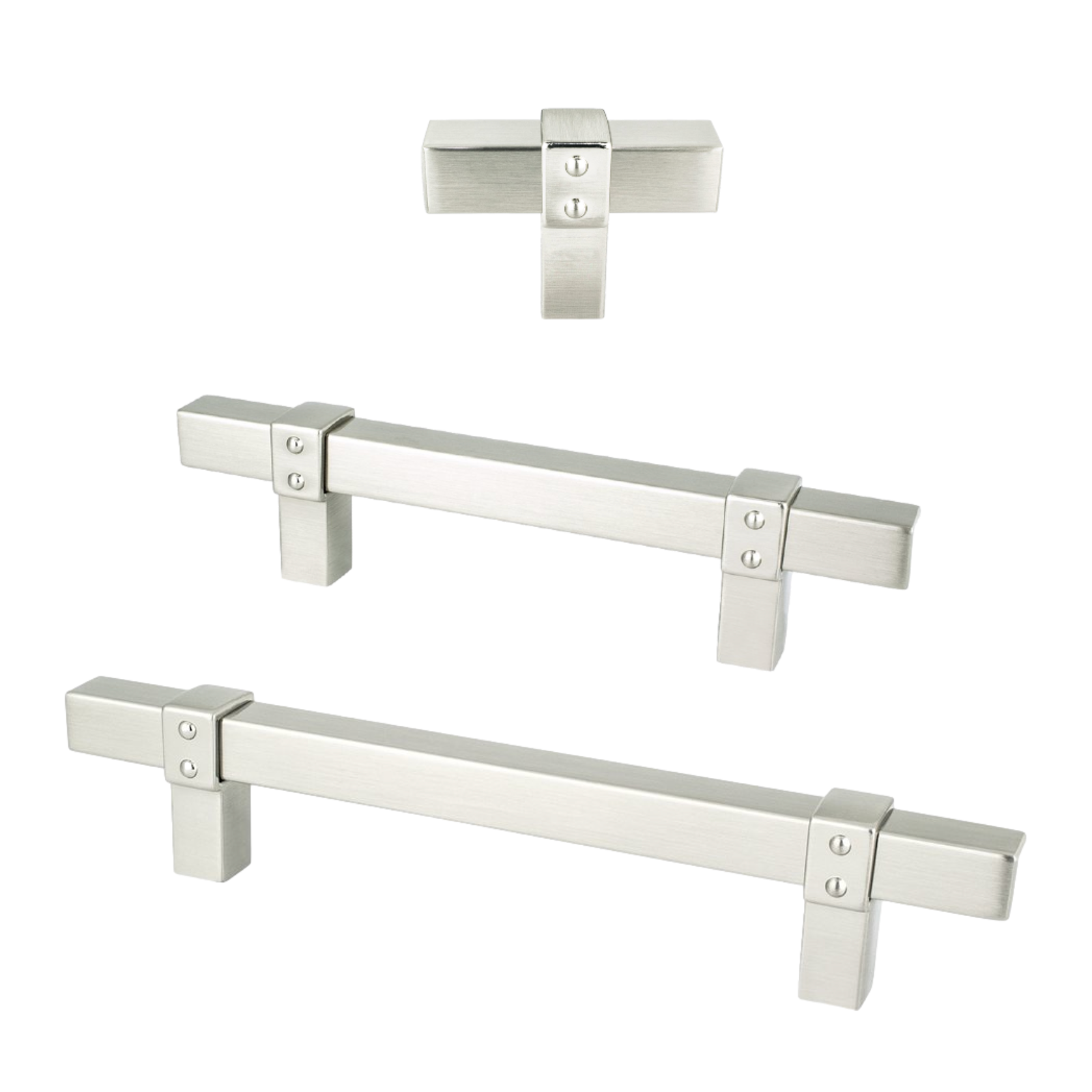 Satin Nickel "Rio" T-Bar Cabinet Knob and Drawer Pulls - Forge Hardware Studio