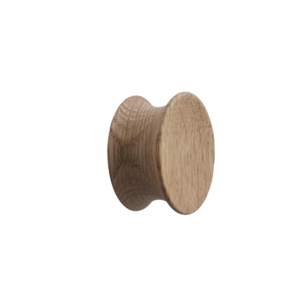 Round Wood "Pulley" Lacquered Oak Cabinet Knob - Industry Hardware