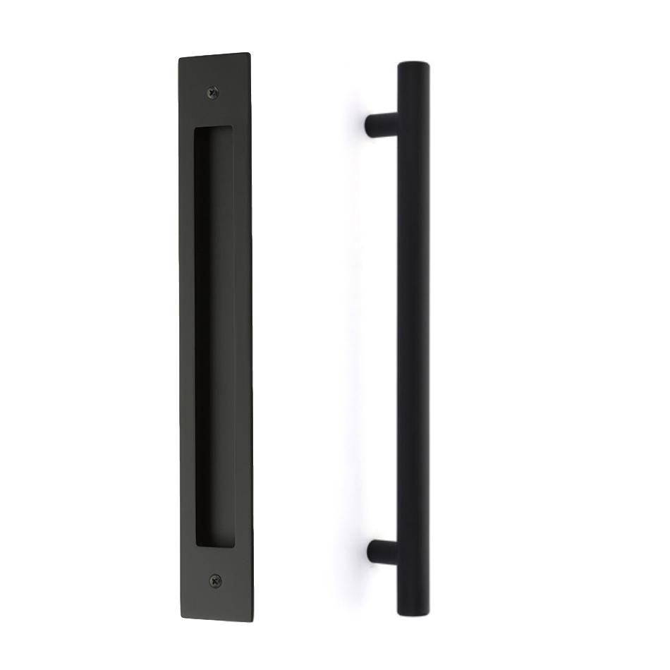Door Flush Pull and 12" Handle Back to Back Hardware for Interior Sliding and Barn Doors