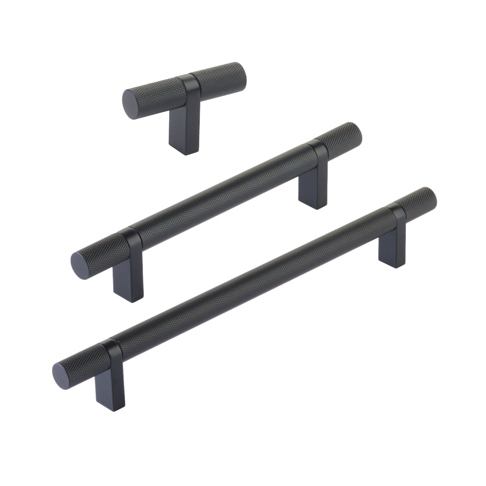 Knurled Select T-Bar Matte Black Cabinet Knobs and Drawer Pulls - Industry Hardware