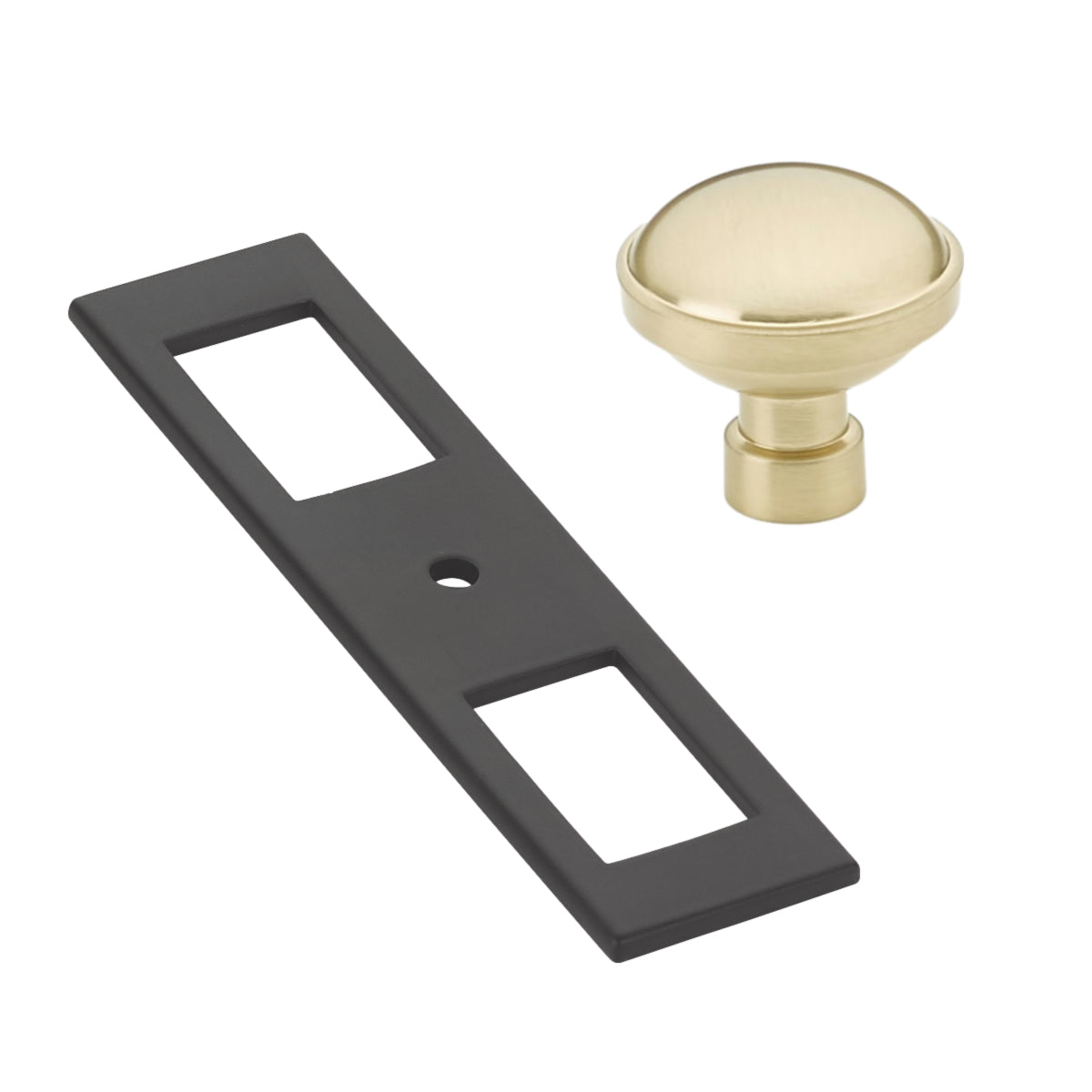 Black and Champagne Bronze Industrial Modern Pulls and Knob with Backplate - Industry Hardware