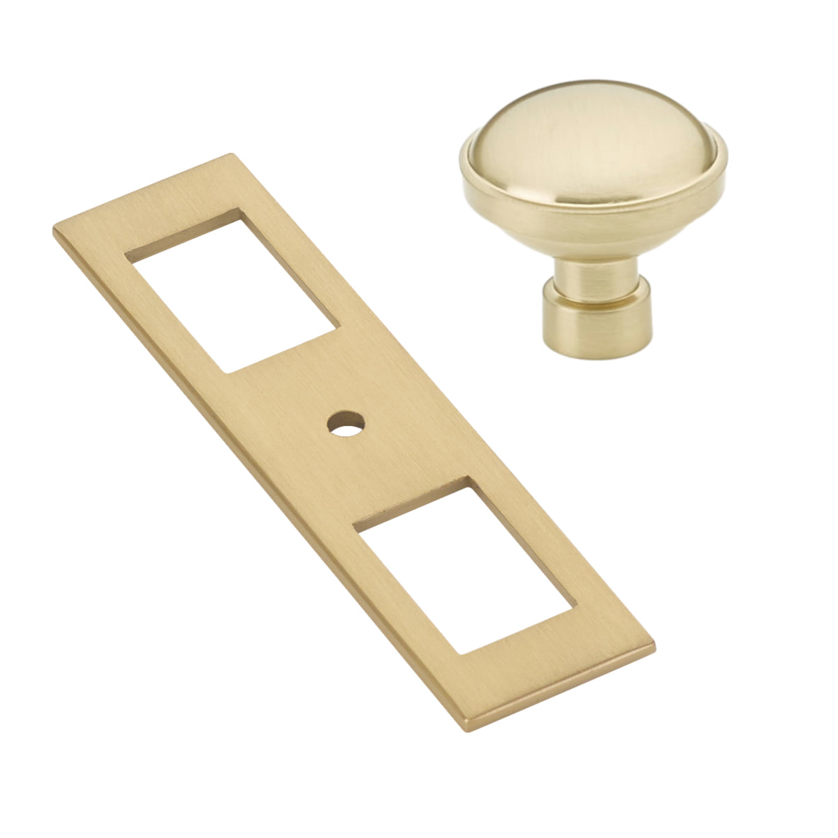 Black and Champagne Bronze Industrial Modern Pulls and Knob with Backplate - Industry Hardware