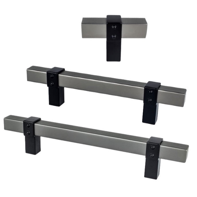Ash Gray and Matte Black "Rio" Dual-Finish Cabinet Knob and Drawer Pulls - Industry Hardware