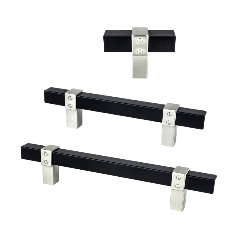 Brushed Nickel and Matte Black "Rio" Dual-Finish Cabinet Knob and Drawer Pulls - Industry Hardware