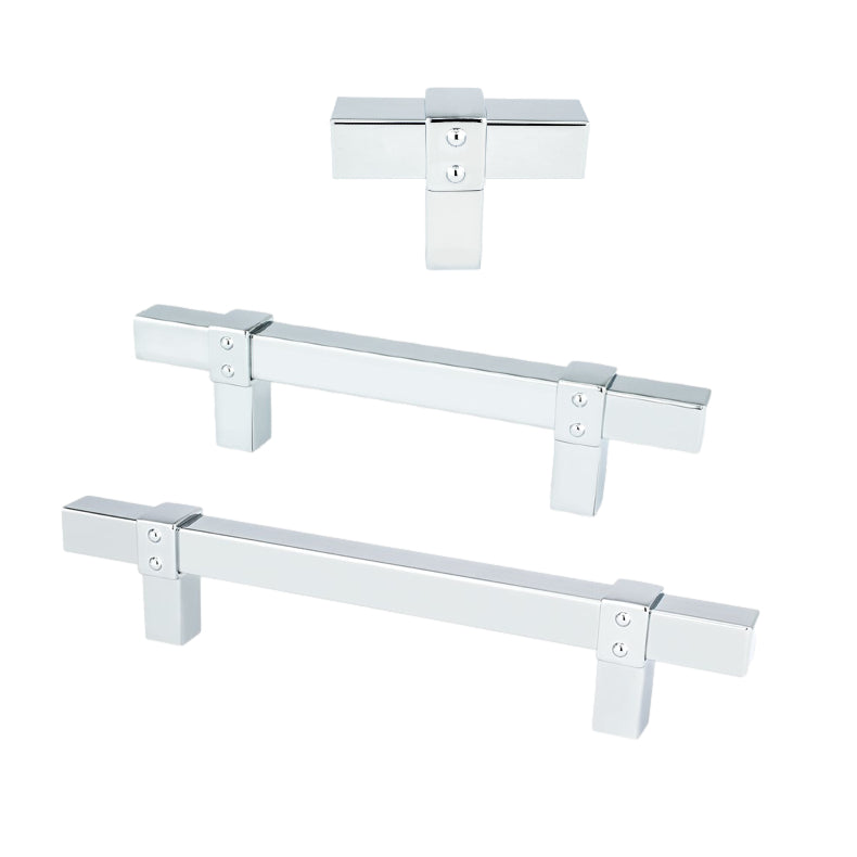 Polished Chrome "Rio" T-Bar Cabinet Knob and Drawer Pulls - Industry Hardware